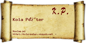 Kola Péter névjegykártya